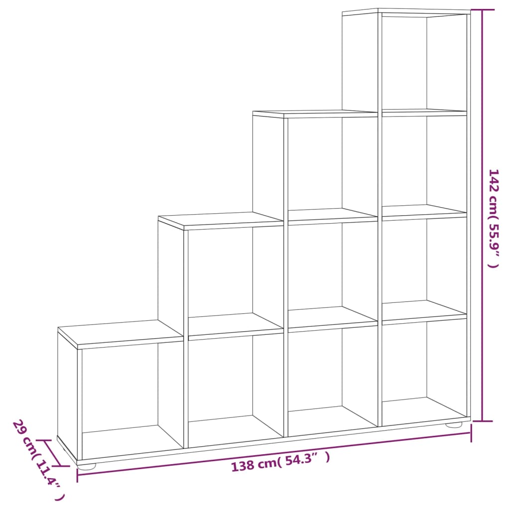 Libreria a Scala Nera 142 cm in Legno Multistrato