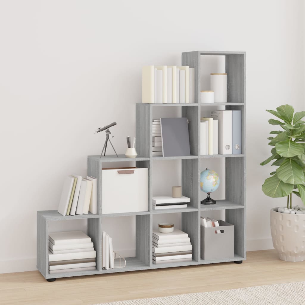 Libreria a Scala Grigio Sonoma 142 cm in Legno Multistrato