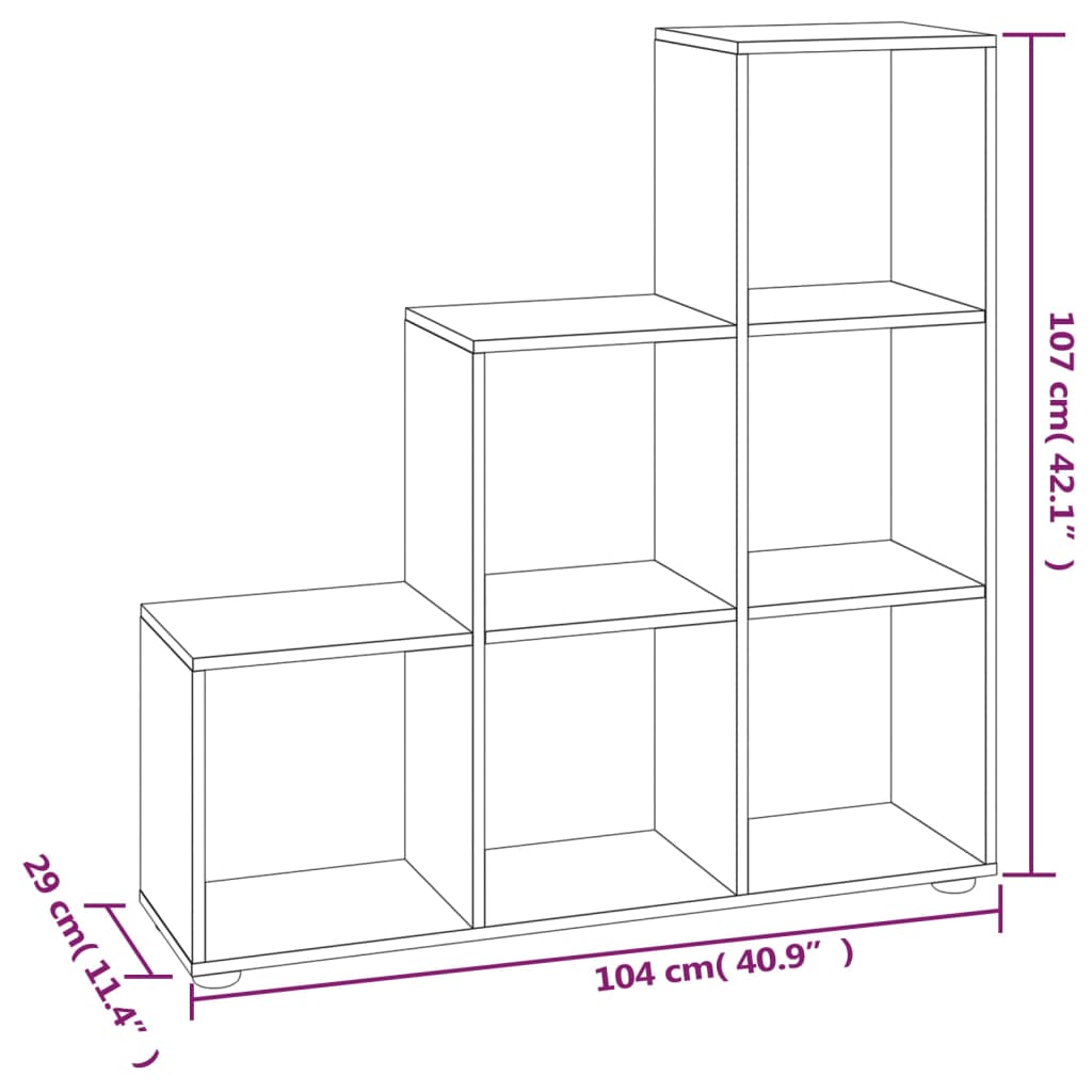 Libreria a Scala Bianco Lucido 107 cm in Legno Multistrato