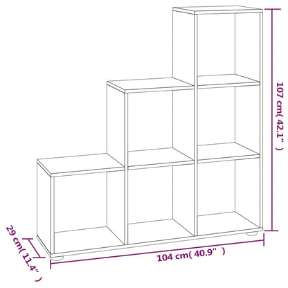 Libreria a Scala Bianco Lucido 107 cm in Legno Multistrato