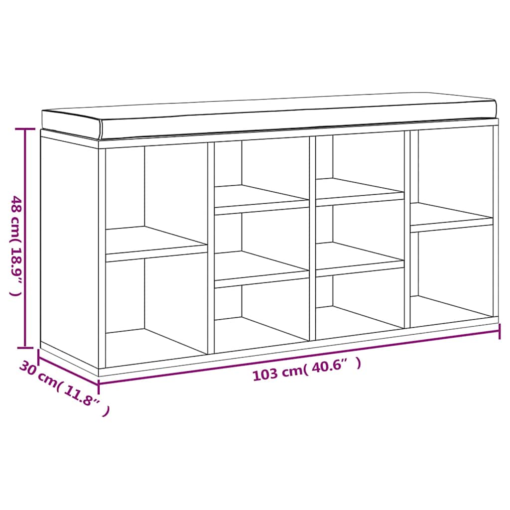 Scarpiera Grigio Sonoma 103x30x48 cm in Legno Multistrato