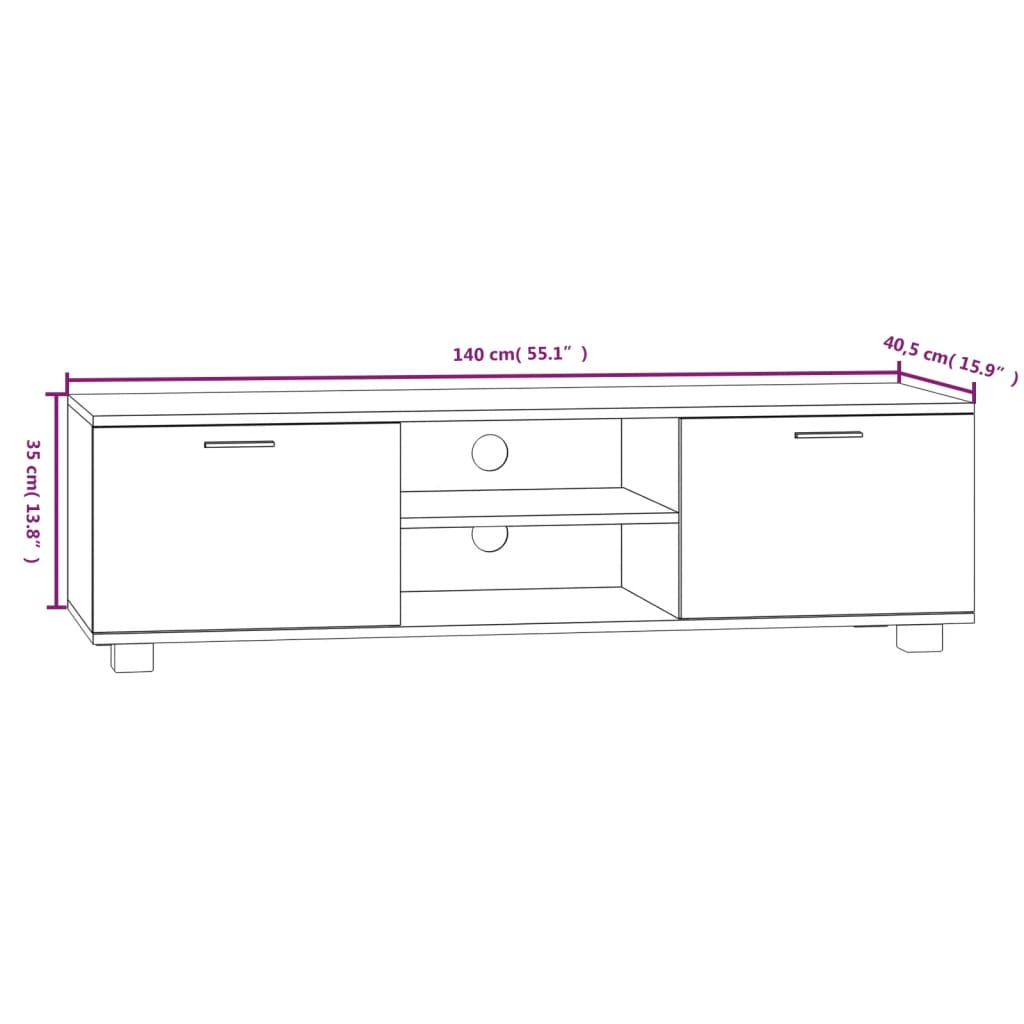 Mobile Porta TV Bianco 140x40,5x35 cm in Legno Multistrato