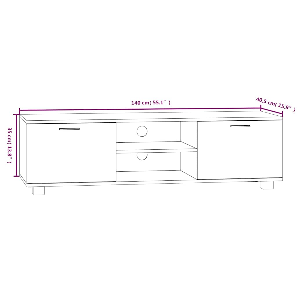 Mobile TV Grigio Sonoma 140x40,5x35 cm in Legno Multistrato | homemem39