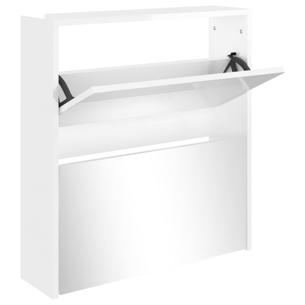 Scarpiera con Specchio a 2 Livelli Bianco lucido 63x17x67 cm - homemem39