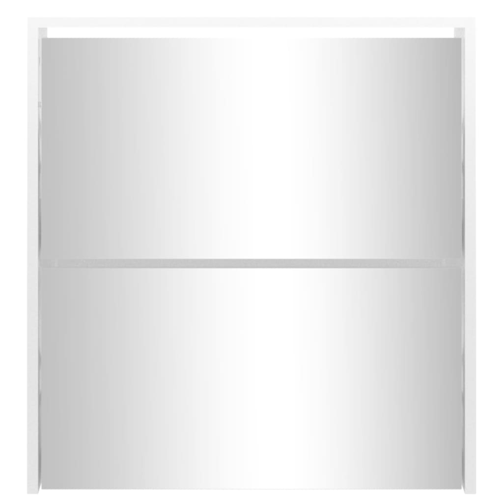 Scarpiera con Specchio a 2 Livelli Bianco lucido 63x17x67 cm