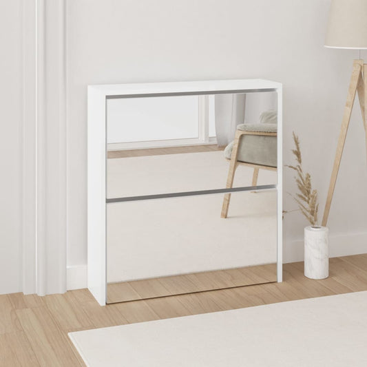 Scarpiera con Specchio a 2 Livelli Bianco lucido 63x17x67 cm - homemem39