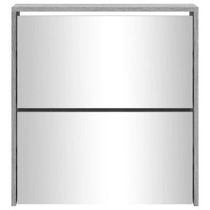 Scarpiera con Specchio a 2 Livelli Grigio sonoma 63x17x67 cm - homemem39