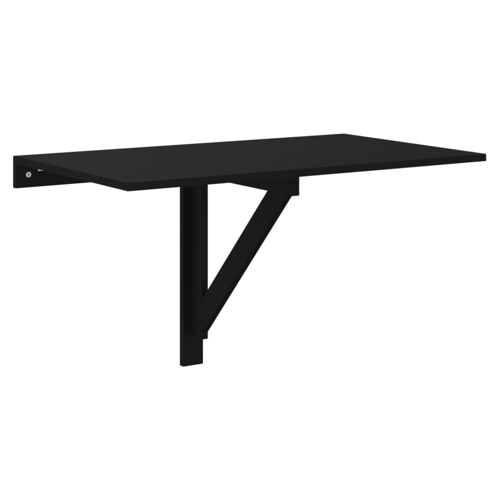 Tavolino da Parete Pieghevole Nero 110x38x75 cm in Multistrato