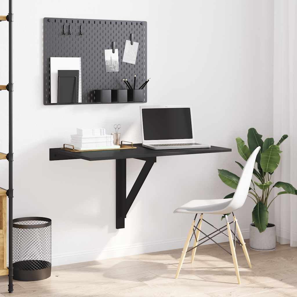 Tavolino da Parete Pieghevole Nero 110x38x75 cm in Multistrato - homemem39