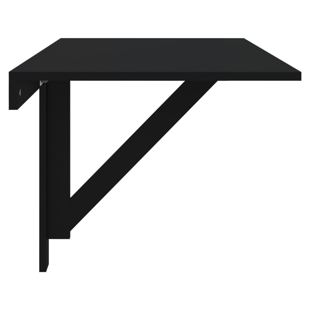 Tavolino da Parete Pieghevole Nero 110x38x75 cm in Multistrato
