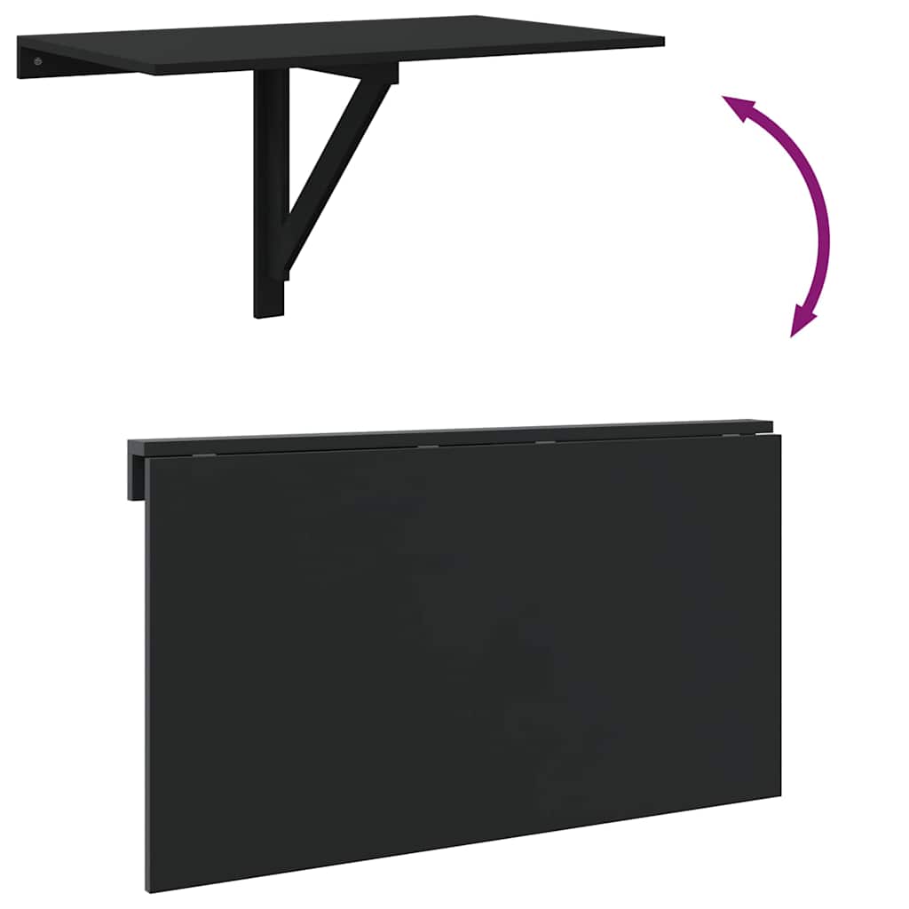 Tavolino da Parete Pieghevole Nero 110x38x75 cm in Multistrato - homemem39