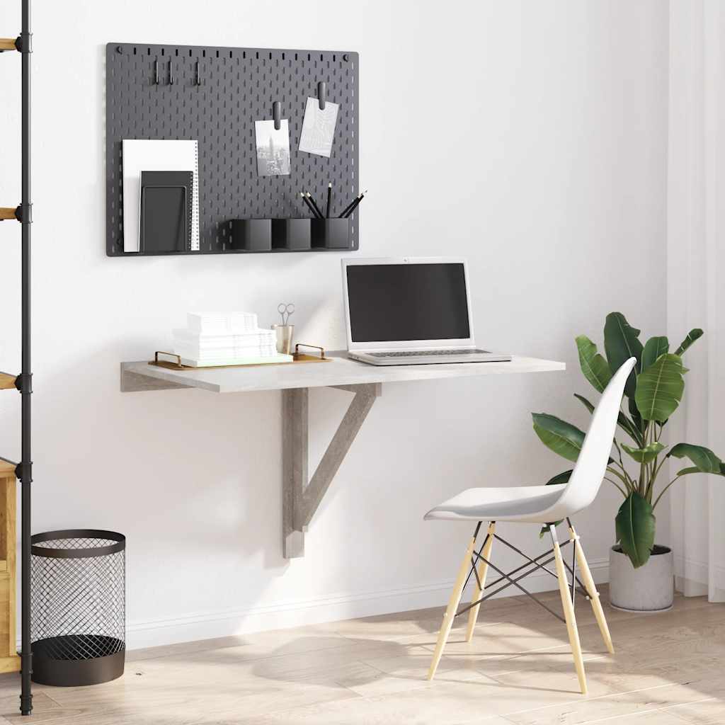 Tavolino Muro Pieghevole Grigio Cemento 100x60x56cm Multistrato - homemem39