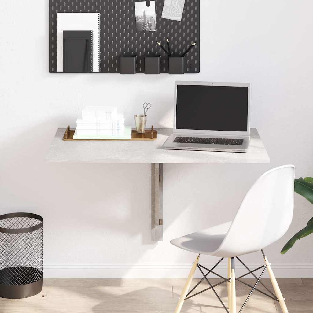 Tavolino Muro Pieghevole Grigio Cemento 100x60x56cm Multistrato - homemem39