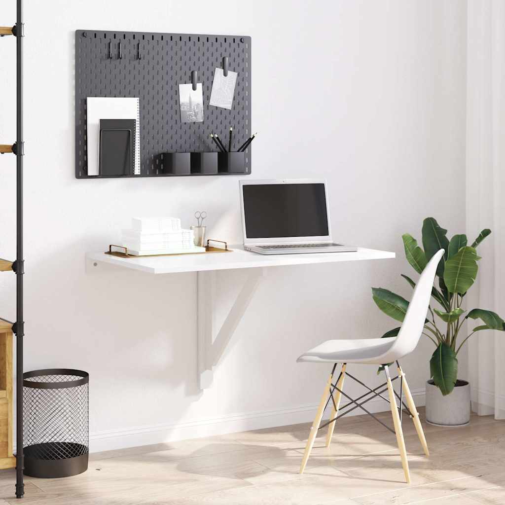 Tavolino Muro Pieghevole Bianco Lucido 100x60x56 cm Multistrato