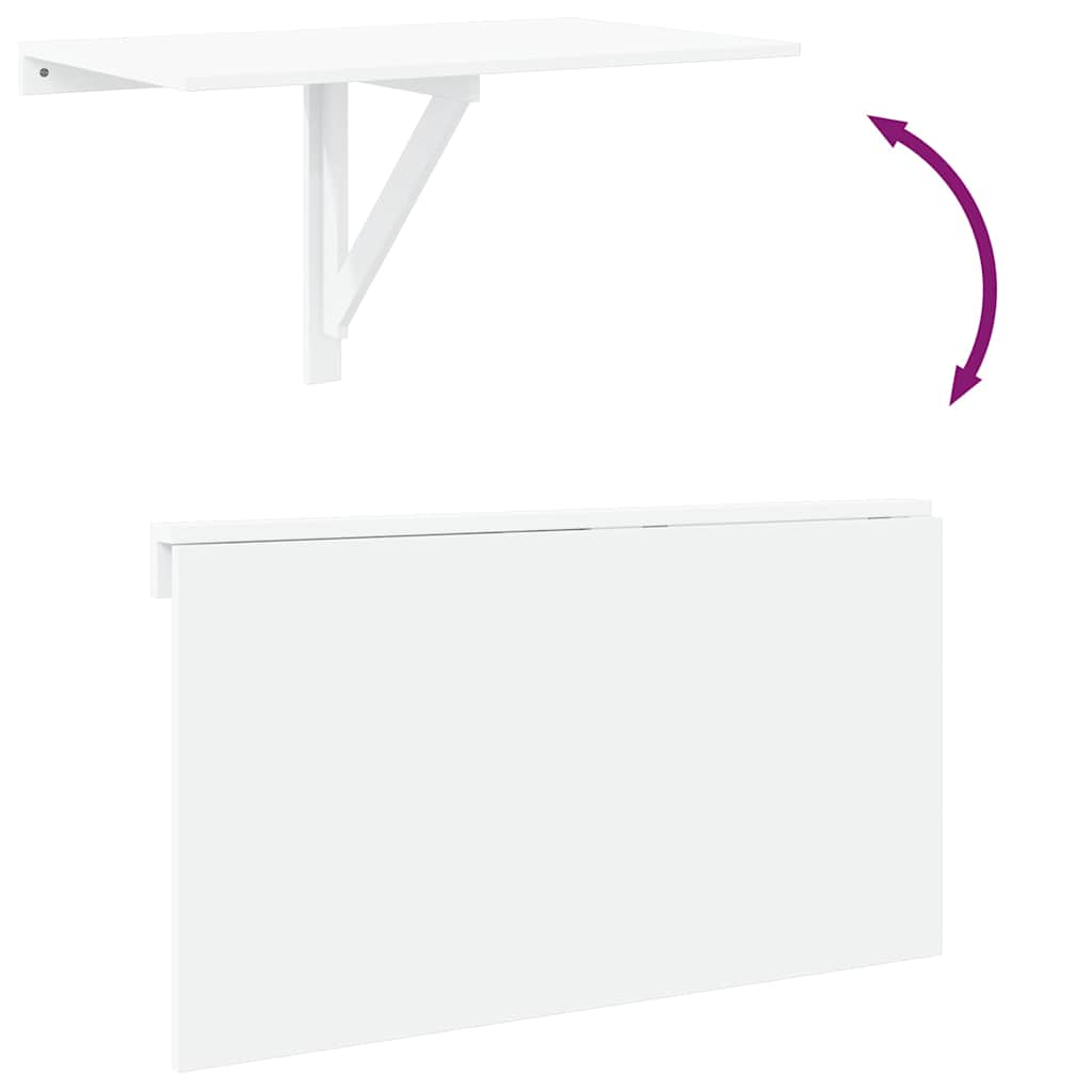 Tavolino Muro Pieghevole Bianco Lucido 100x60x56 cm Multistrato | homemem39