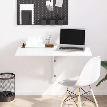 Tavolino Muro Pieghevole Bianco Lucido 100x60x56 cm Multistrato