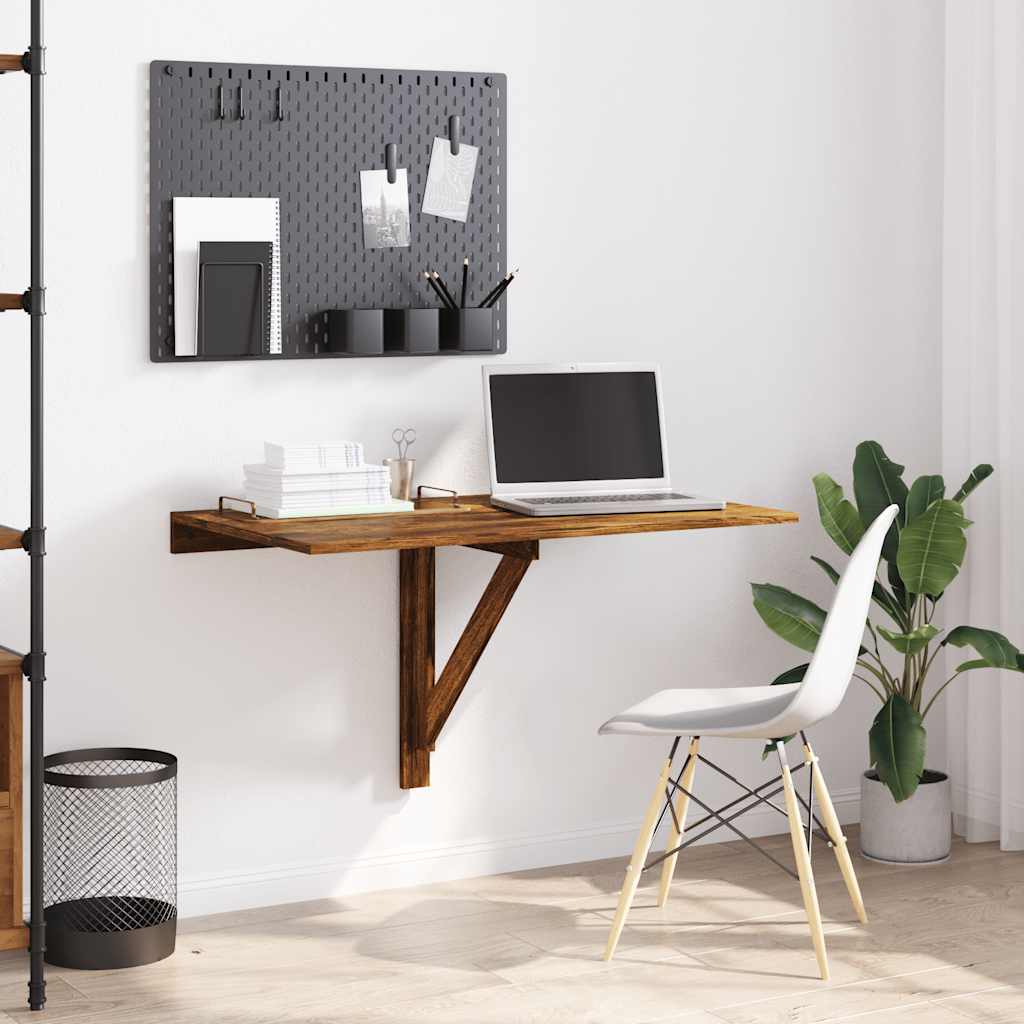 Tavolino Parete Pieghevole Rovere Fumo 100x60x56 cm Multistrato - homemem39