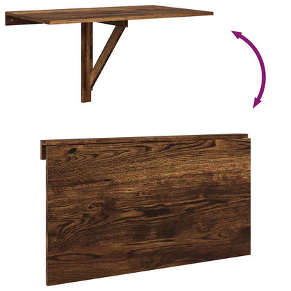Tavolino Parete Pieghevole Rovere Fumo 100x60x56 cm Multistrato