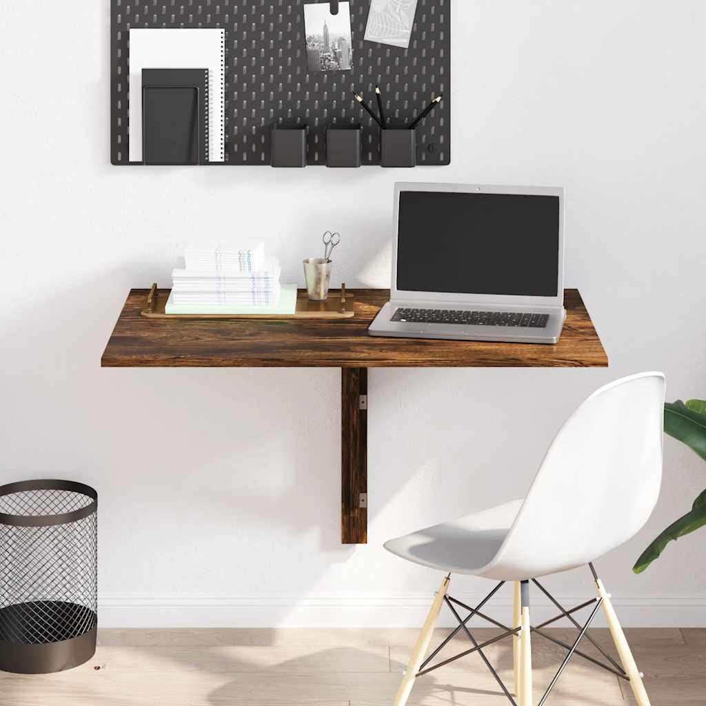 Tavolino Parete Pieghevole Rovere Fumo 100x60x56 cm Multistrato - homemem39