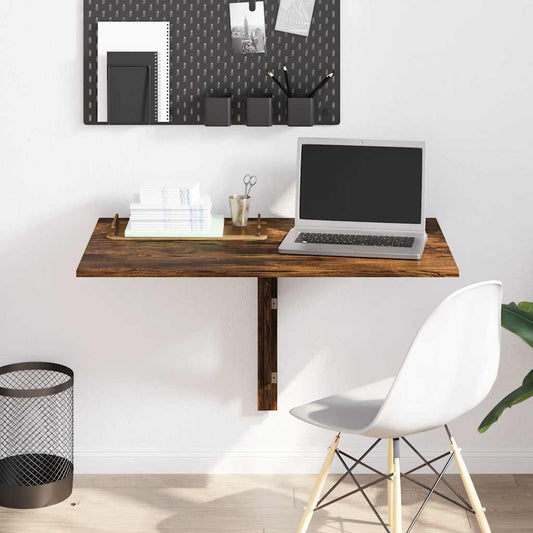 Tavolino Parete Pieghevole Rovere Fumo 100x60x56 cm Multistrato - homemem39