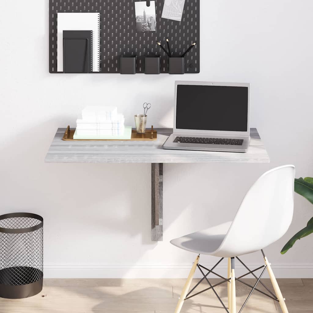 Tavolino Muro Pieghevole Grigio Sonoma 100x60x56 cm Multistrato - homemem39