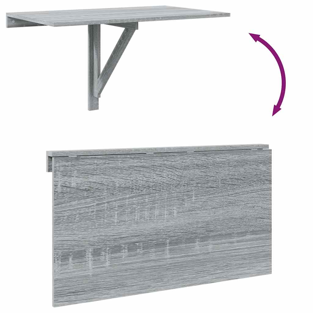 Tavolino Muro Pieghevole Grigio Sonoma 100x60x56 cm Multistrato | homemem39