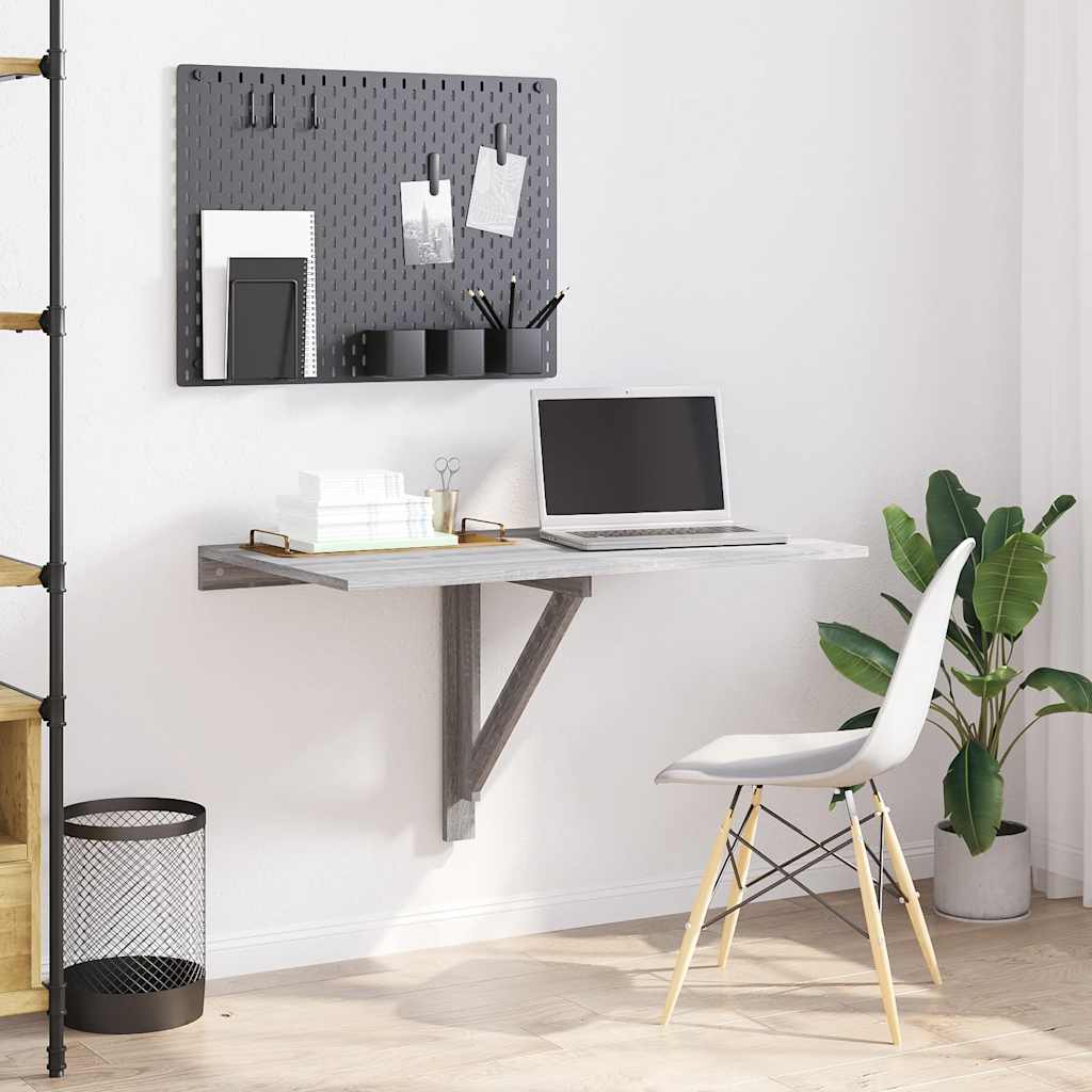 Tavolino Muro Pieghevole Grigio Sonoma 100x60x56 cm Multistrato - homemem39