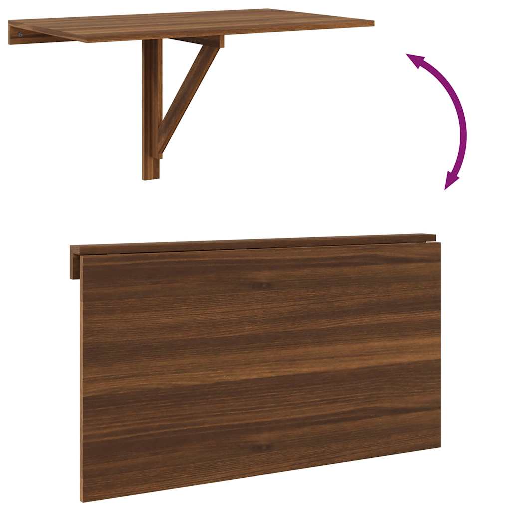 Tavolino Muro Pieghevole Rovere Marrone 100x60x56cm Multistrato | homemem39