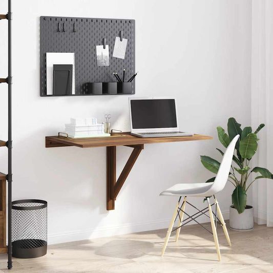 Tavolino Muro Pieghevole Rovere Marrone 100x60x56cm Multistrato - homemem39