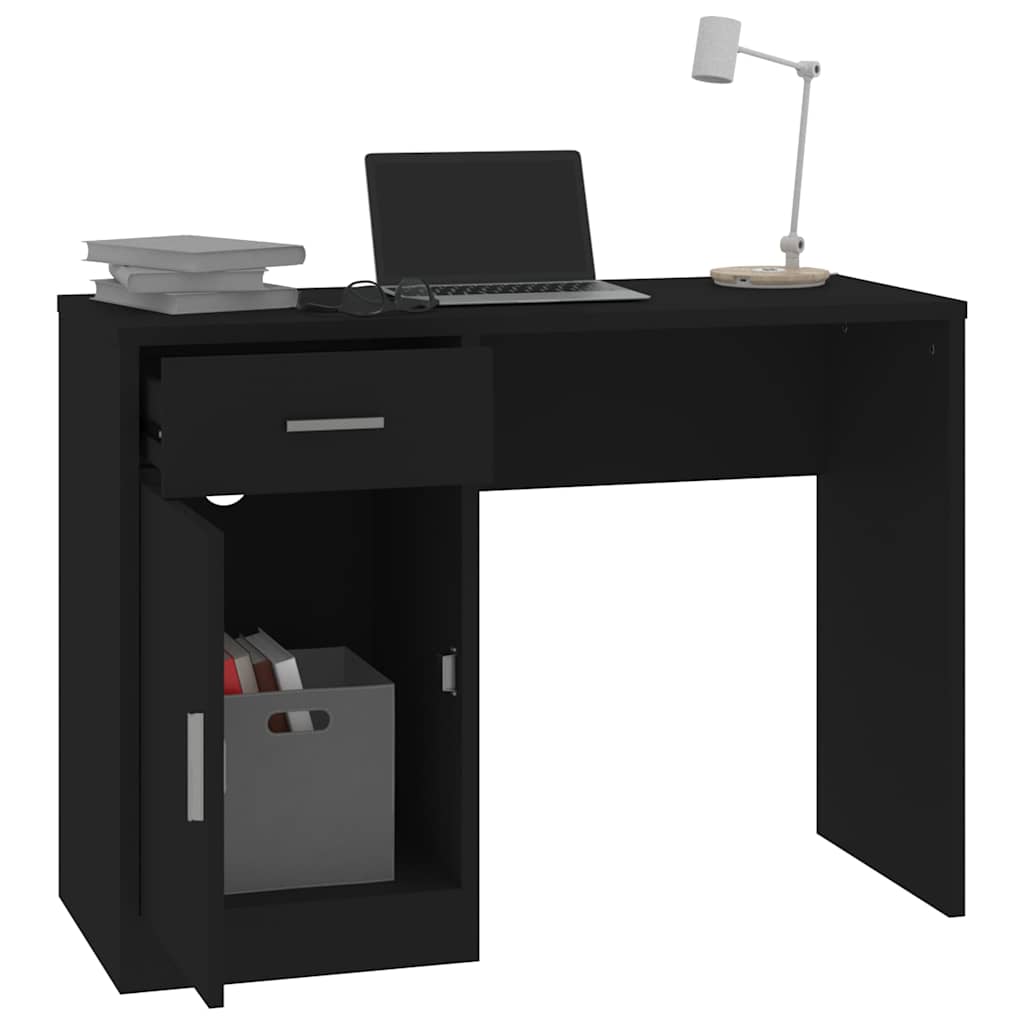 Scrivania Cassetto Nero 100x40x73cm Legno Multistrato