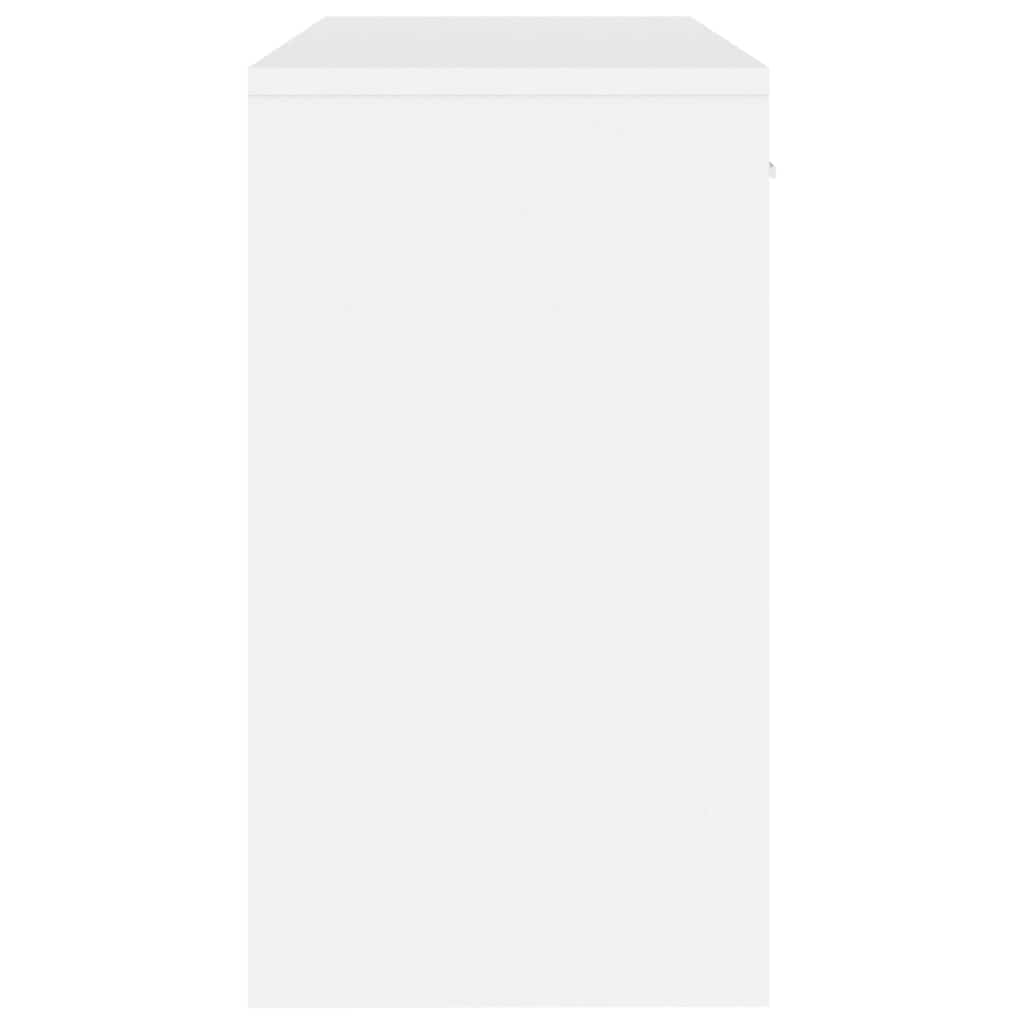 Scrivania Cassetto Bianco Lucido 100x40x73cm Legno Multistrato