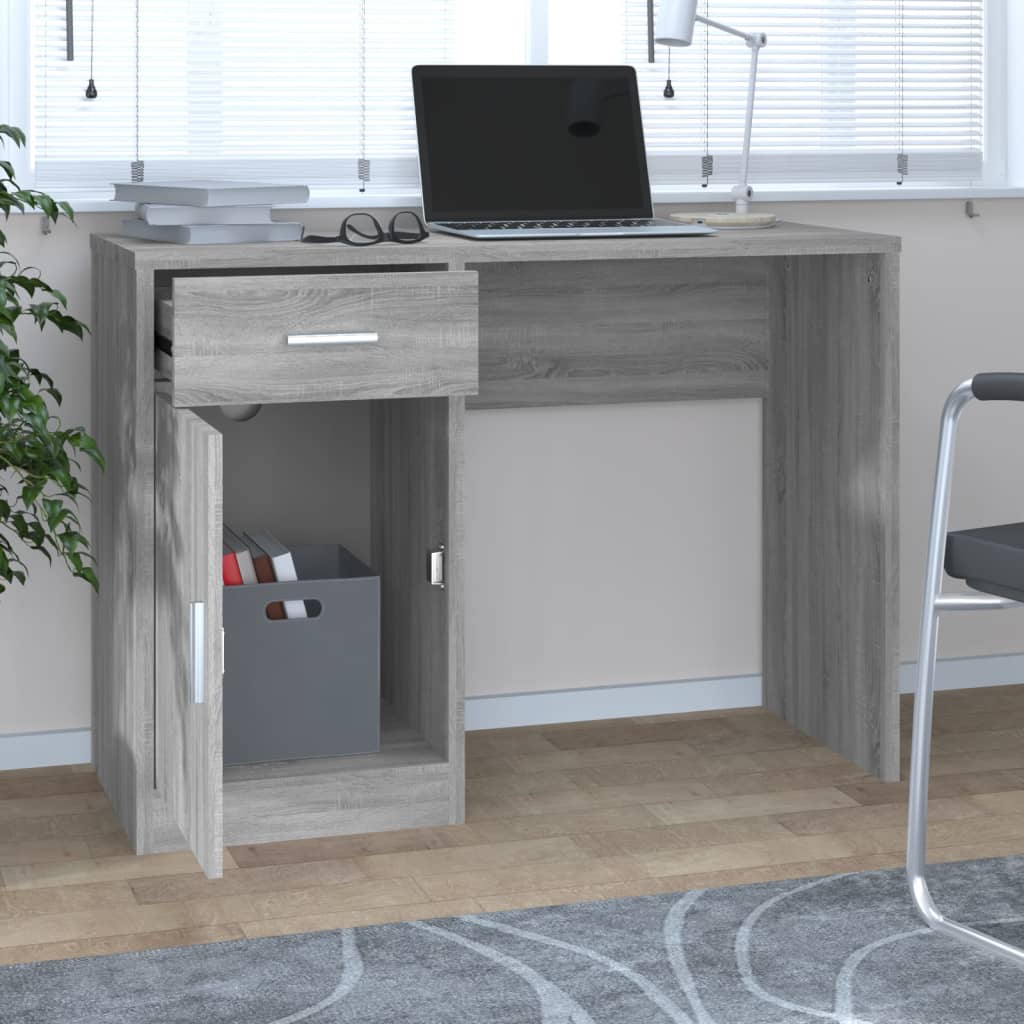 Scrivania Cassetto grigio sonoma 100x40x73cm Legno Multistrato | homemem39