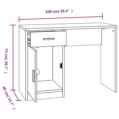 Scrivania Cassetto rovere marrone 100x40x73cm Legno Multistrato