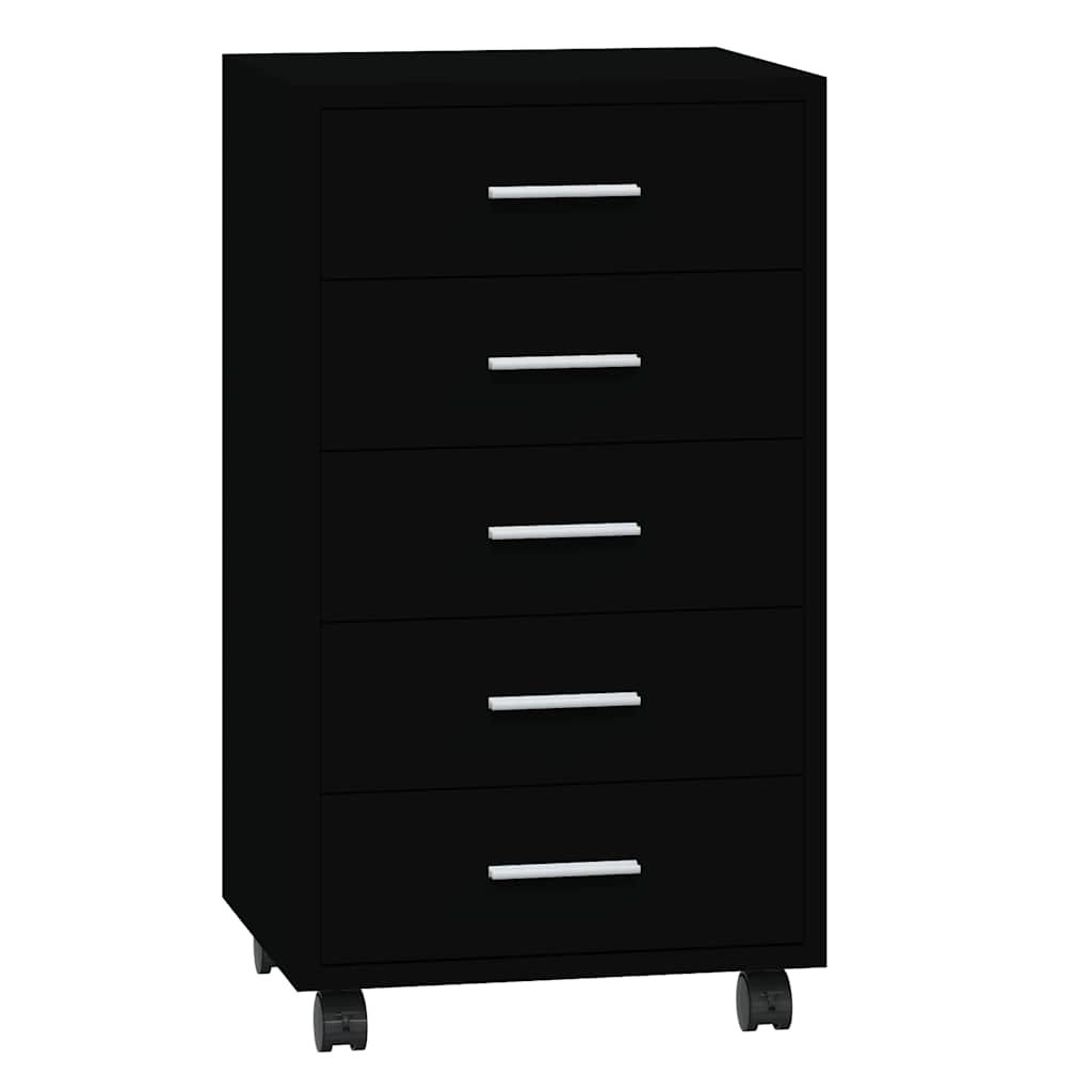 Cassettiera con Ruote Nero in Legno Multistrato | homemem39