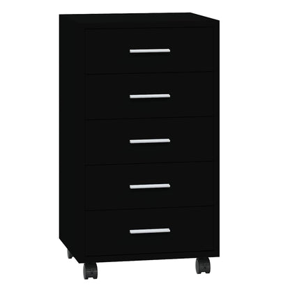 Cassettiera con Ruote Nero in Legno Multistrato | homemem39