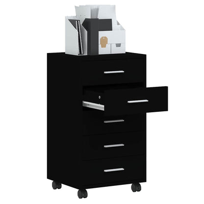Cassettiera con Ruote Nero in Legno Multistrato | homemem39