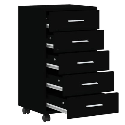 Cassettiera con Ruote Nero in Legno Multistrato | homemem39