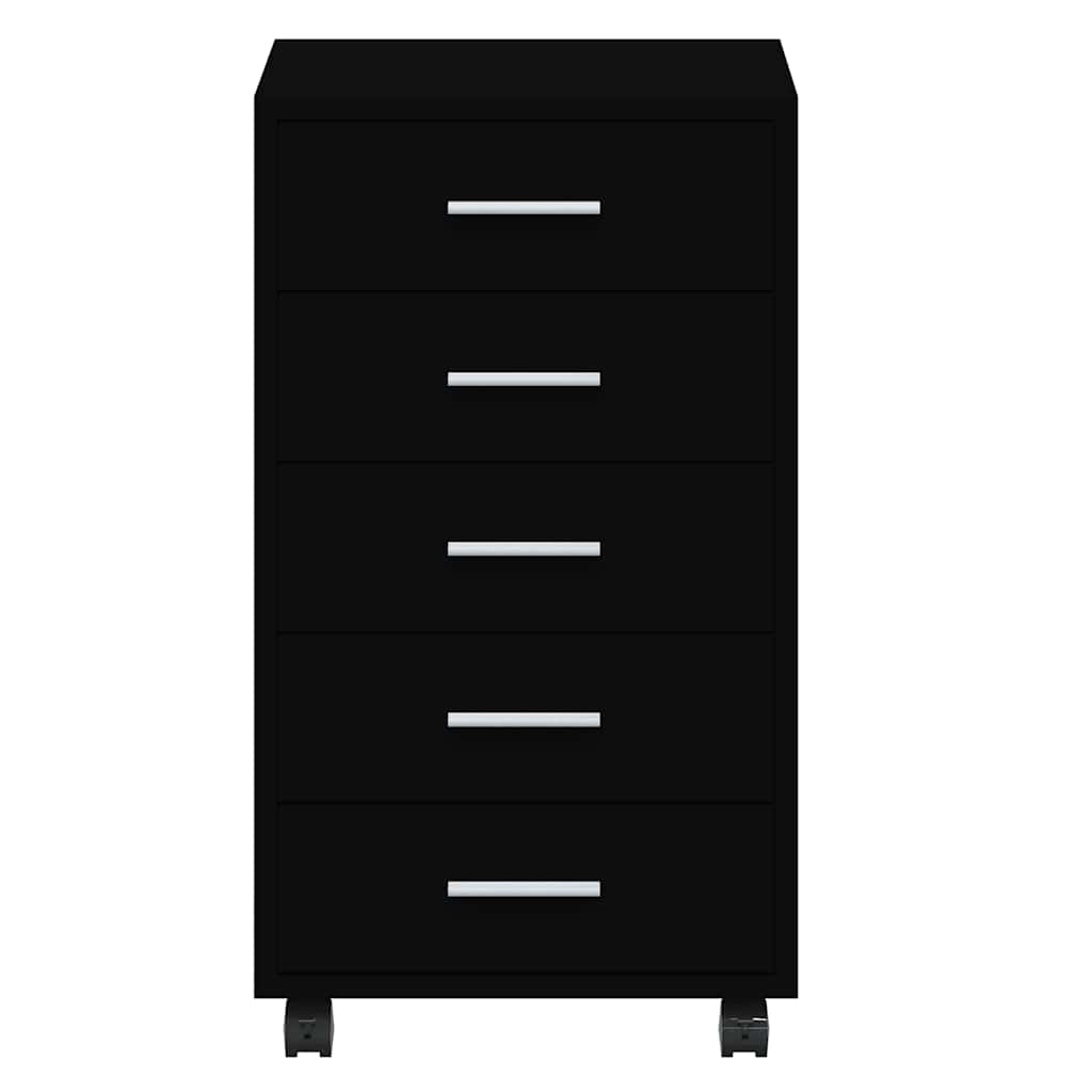 Cassettiera con Ruote Nero in Legno Multistrato | homemem39