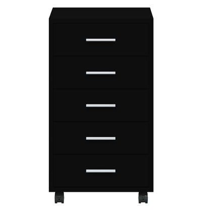 Cassettiera con Ruote Nero in Legno Multistrato | homemem39