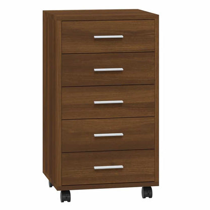 Cassettiera con Ruote rovere marrone in Legno Multistrato