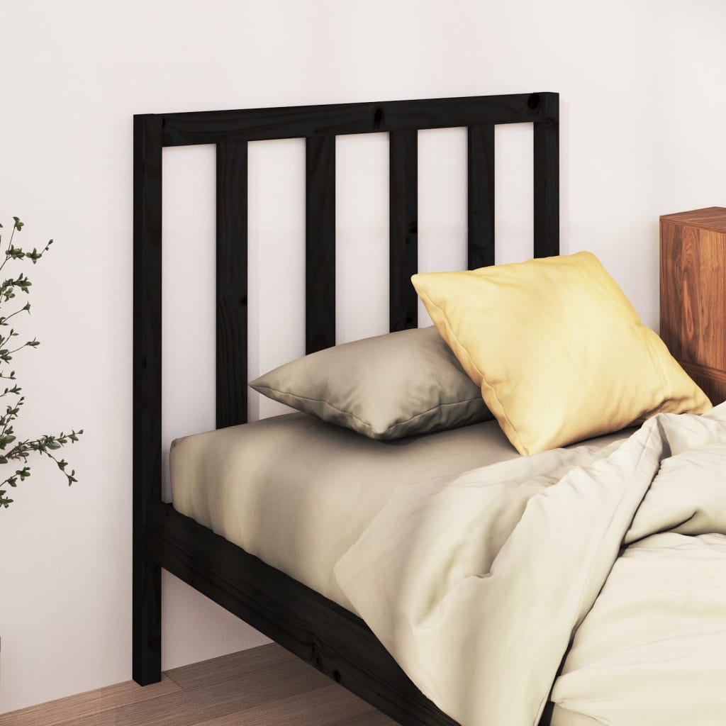 Testiera per Letto Nera 81x4x100 cm in Legno Massello di Pino | homemem39