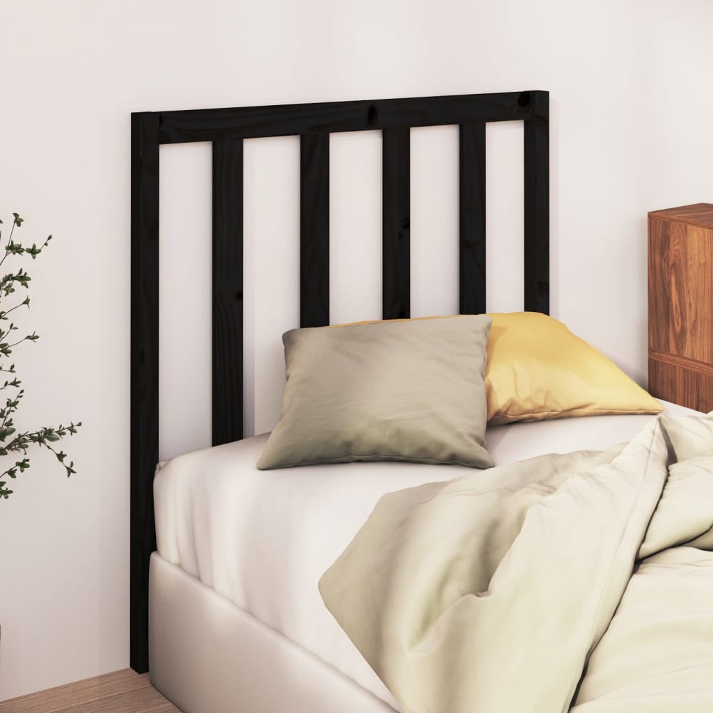 Testiera per Letto Nera 81x4x100 cm in Legno Massello di Pino | homemem39