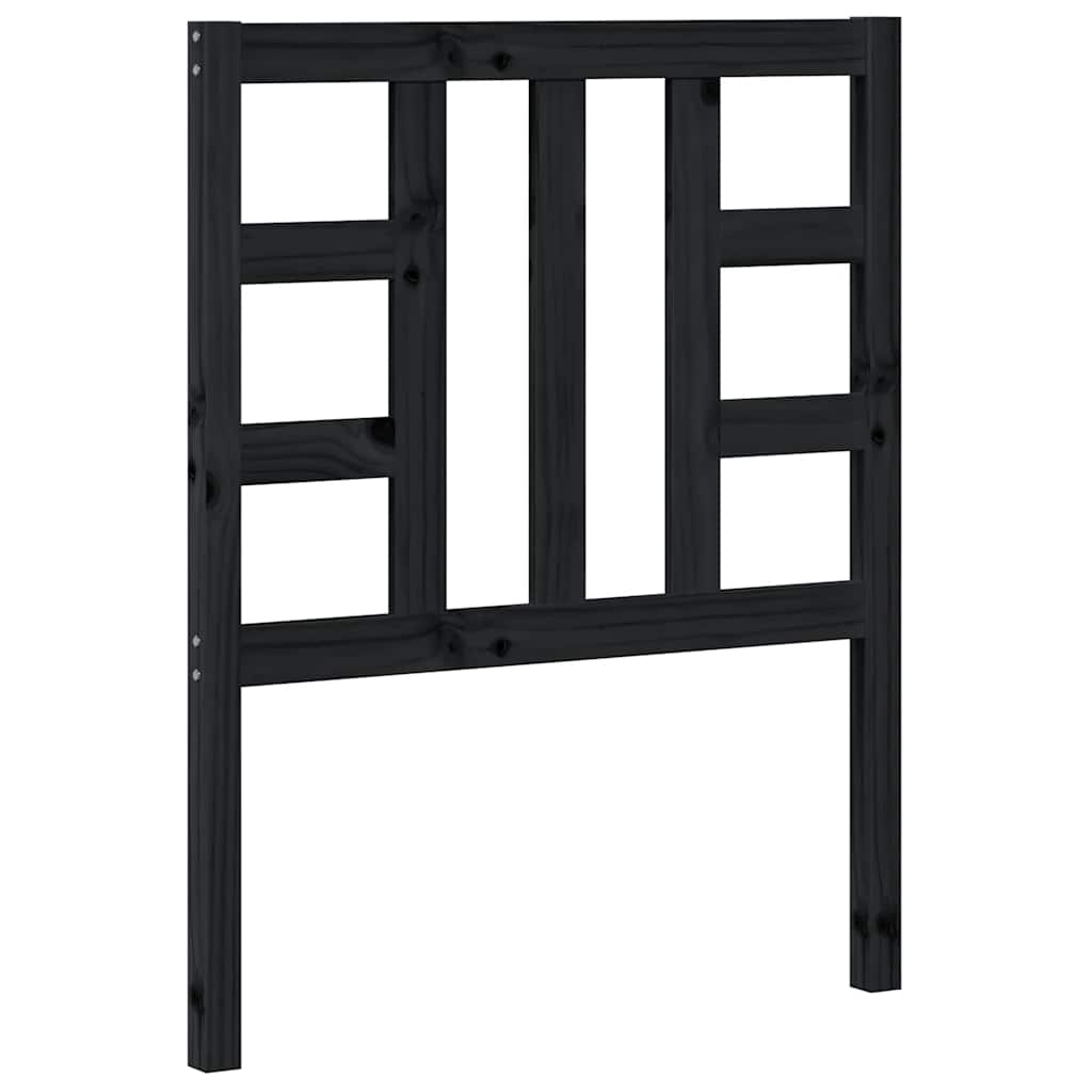 Testiera per Letto Nera 81x4x100 cm in Legno Massello di Pino