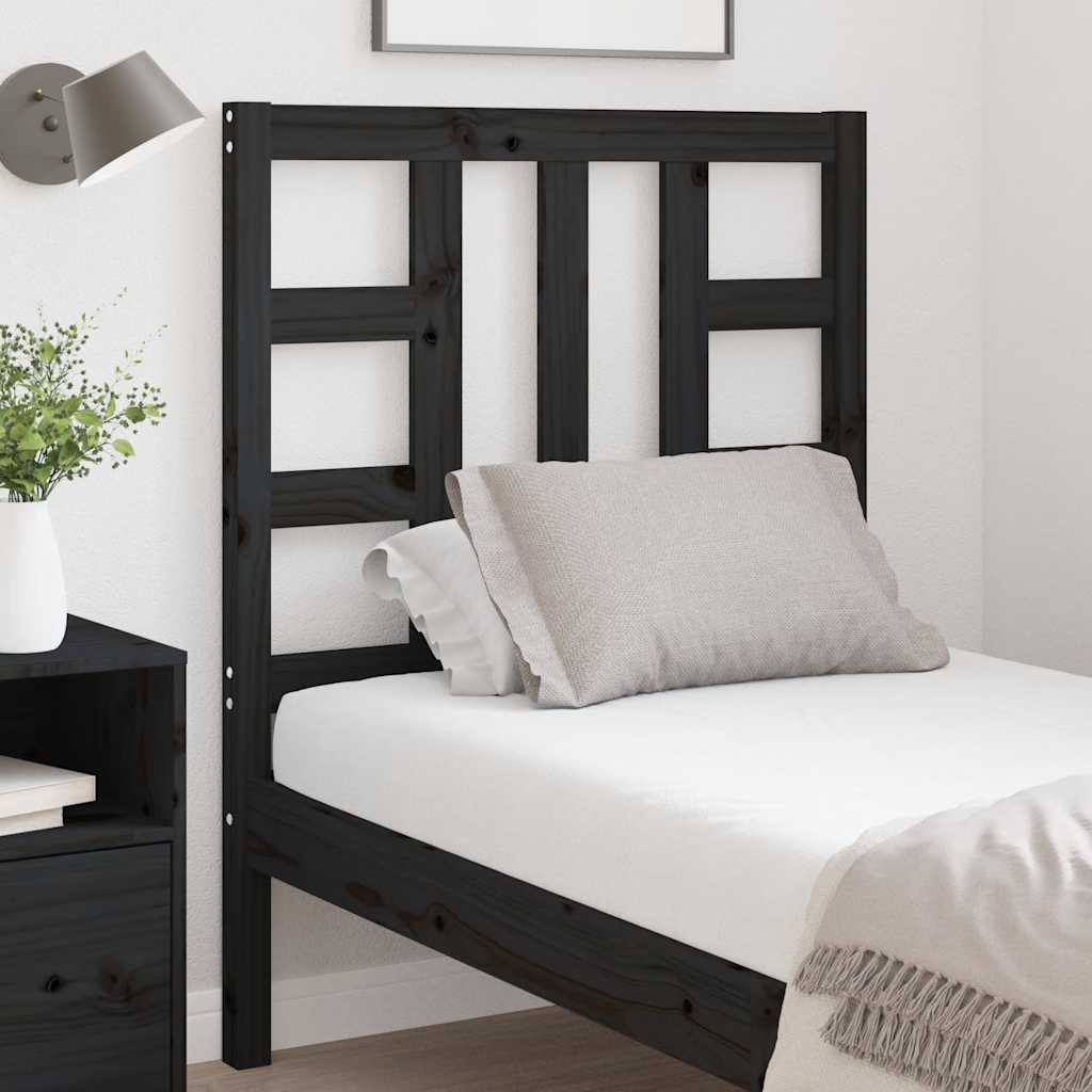 Testiera per Letto Nera 81x4x100 cm in Legno Massello di Pino | homemem39