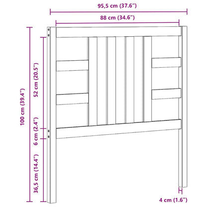 Testiera per Letto Grigia 96x4x100 cm in Legno Massello di Pino