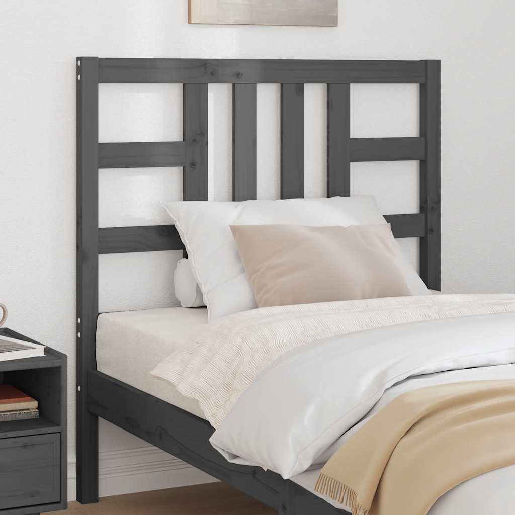 Testiera per Letto Grigia 96x4x100 cm in Legno Massello di Pino | homemem39