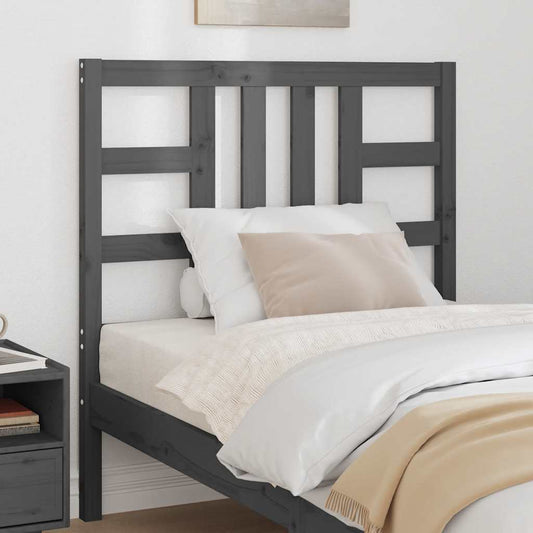 Testiera per Letto Grigia 96x4x100 cm in Legno Massello di Pino | homemem39