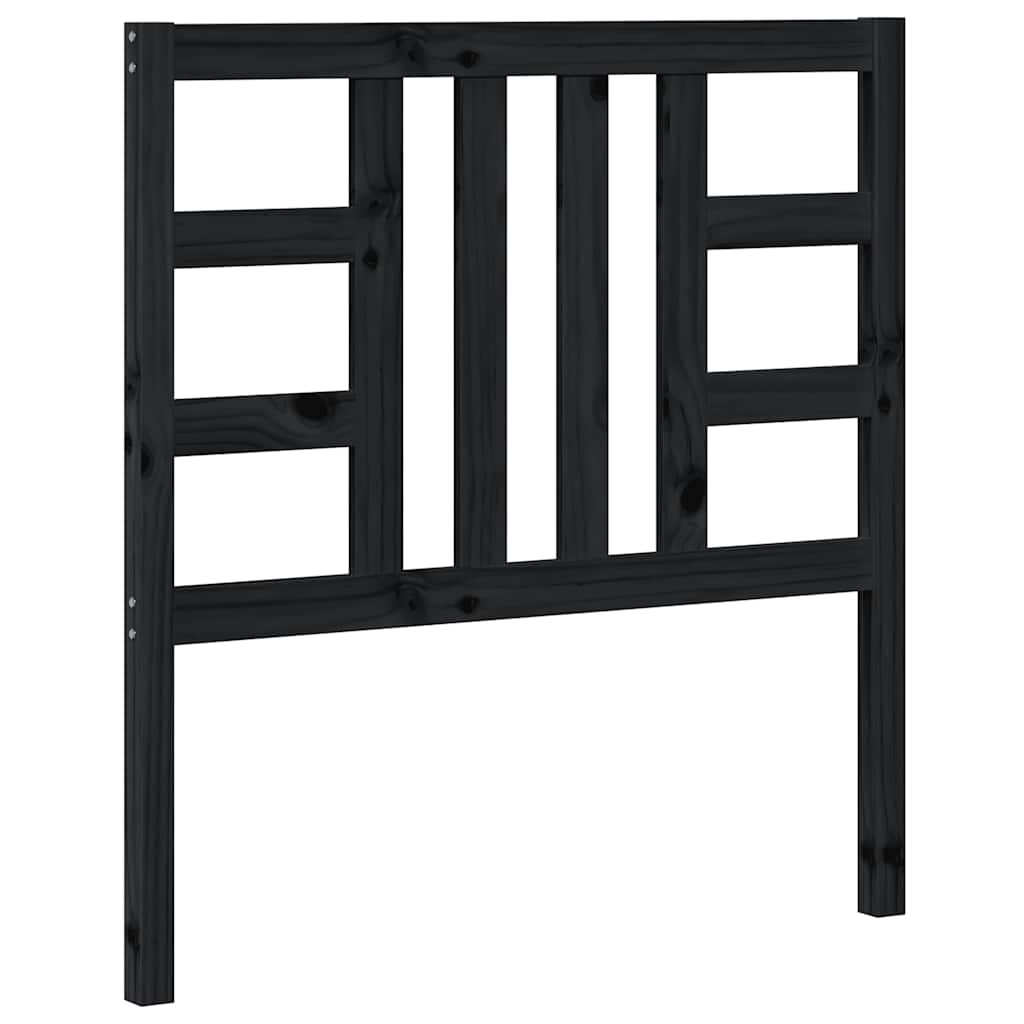 Testiera per Letto Nera 96x4x100 cm in Legno Massello di Pino | homemem39
