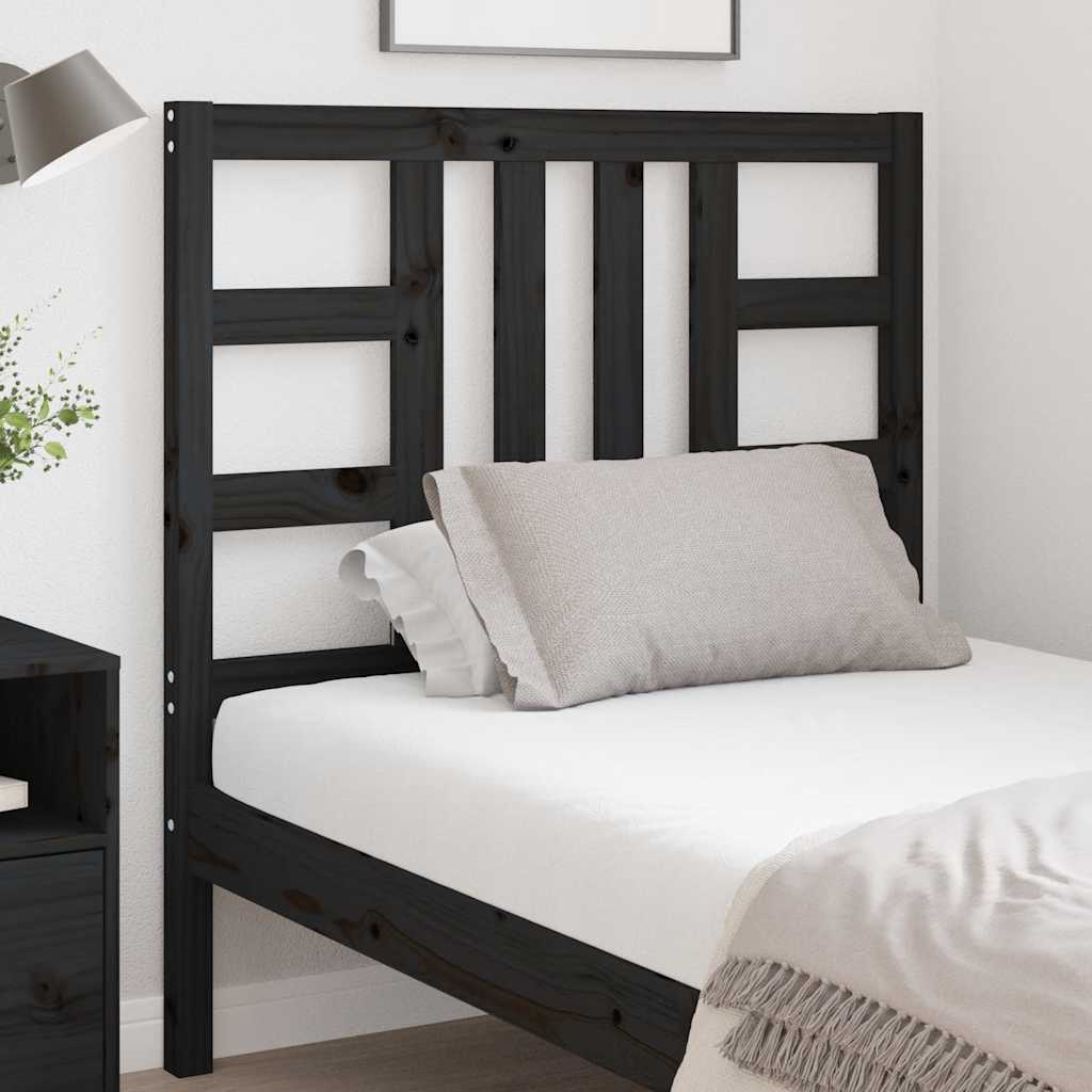 Testiera per Letto Nera 96x4x100 cm in Legno Massello di Pino | homemem39
