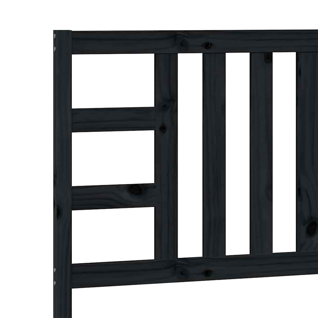 Testiera per Letto Nera 96x4x100 cm in Legno Massello di Pino